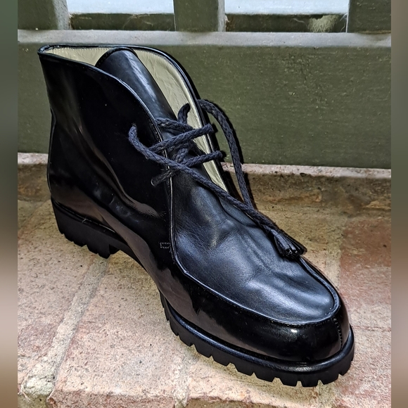 Bally Malwa Women Patent and Leather Lace-up Chukka Boots - Picture 1 of 8